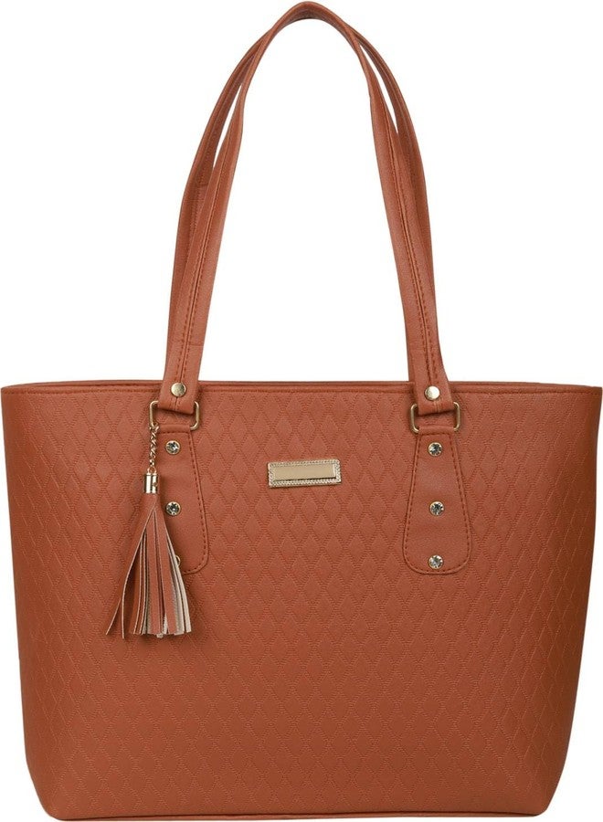 Dcozi Stylish and Fashionable Brown PU Leather Medium Handbag For Women & Girls - TB13 (Shoulder & Tote Bag) - Image 2